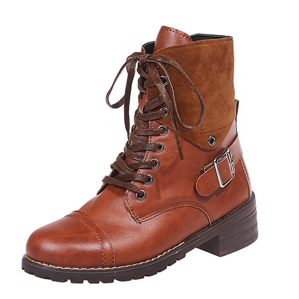 LAST DAY 50% OFF-Women's Vintage Print Warm Waterproof Leather Boots