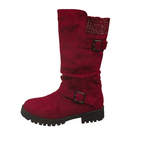 Women's Vintage Print Warm Waterproof Leather Boots