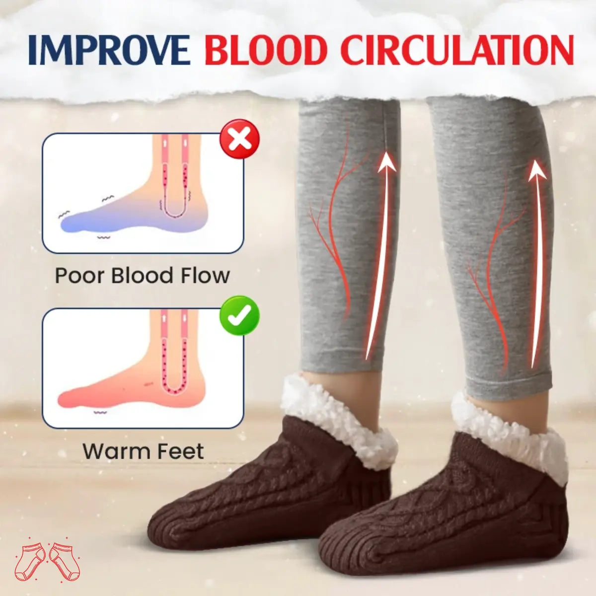 CozySox - Fleece-Lined Non-Slip Thermal Slippers Socks
