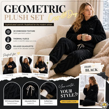 💖Black Friday Mega Deal – 50% off!💖Embossed Geometric Plush Set – Timeless Comfort & Effortless Style For Every Occasion