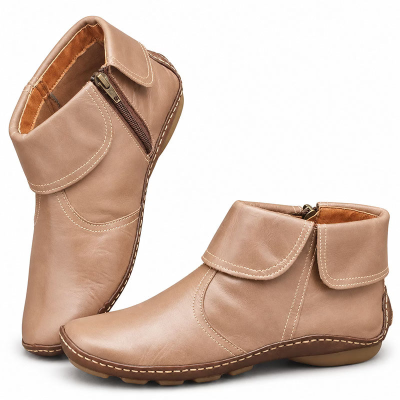 💝Last Day 50% OFF⭐Women's Chic Orthopedic Leather Ankle Boots | Arch Support, Side Zip & Lightweight Comfort