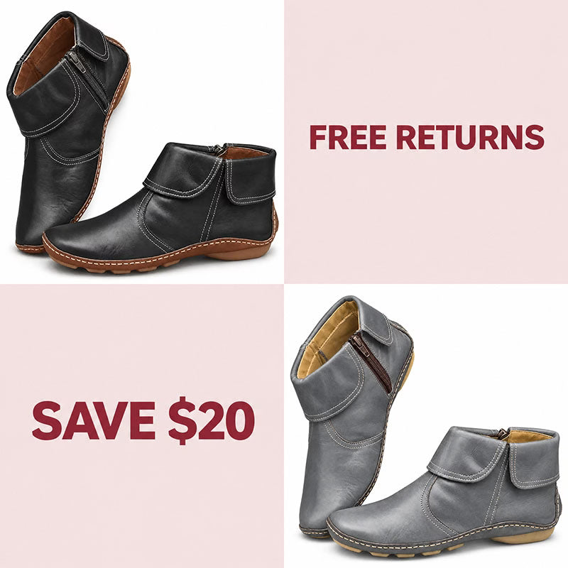 💝Last Day 50% OFF⭐Women's Chic Orthopedic Leather Ankle Boots | Arch Support, Side Zip & Lightweight Comfort
