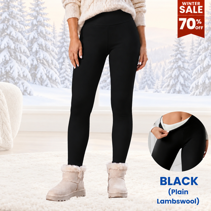 Thermal High-Waisted Lambswool Fleece Lining Cozy Comfort Leggings