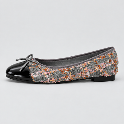 Tweed Bow Flat Shoes