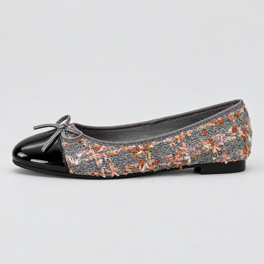 Tweed Bow Flat Shoes