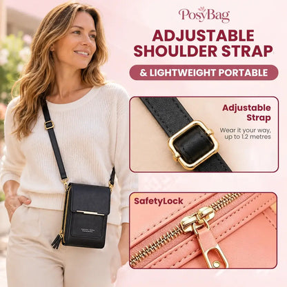 PosyBag - Touch Screen Waterproof Leather Crossbody Phone Bag for iPhone, Galaxy & Other