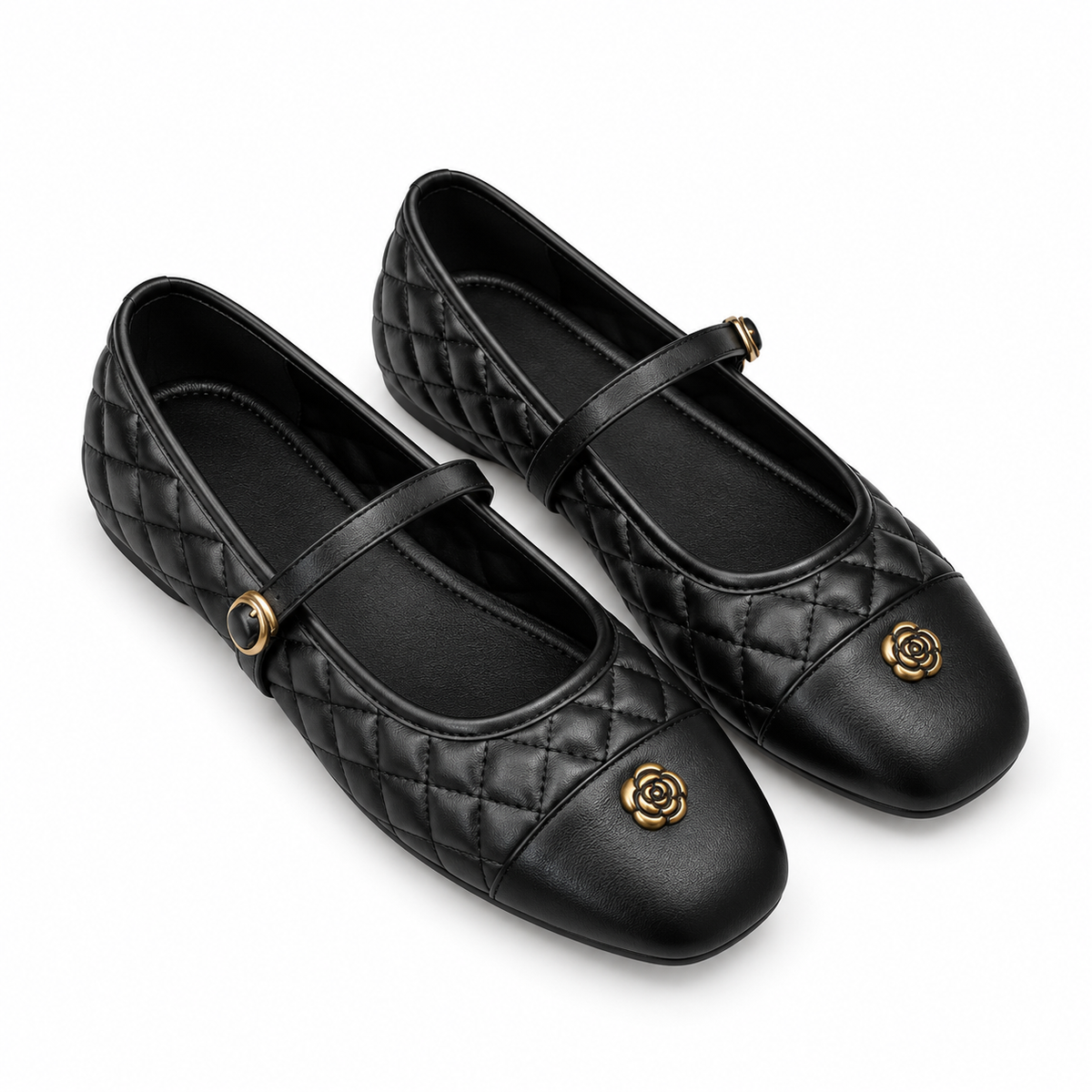Camellia Quilted Mary Jane Flats