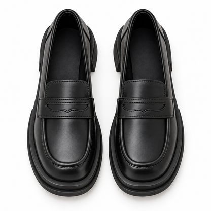Chunky Leather Platform Loafers