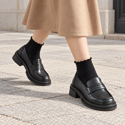 Chunky Leather Platform Loafers