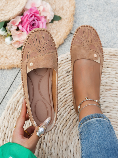 Liora Floral Cutout Comfort Flats – Women's Slip-On Walking Shoes