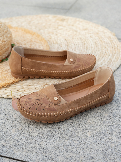 Liora Floral Cutout Comfort Flats – Women's Slip-On Walking Shoes