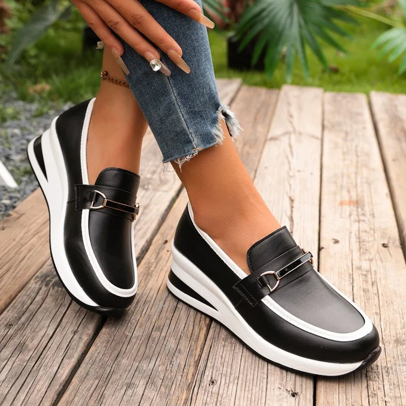 2026 New Solid Color Shallow Mouth Women's Sneakers Soft Soled Comfort Loafers Thick Soled Casual Women Shoes
