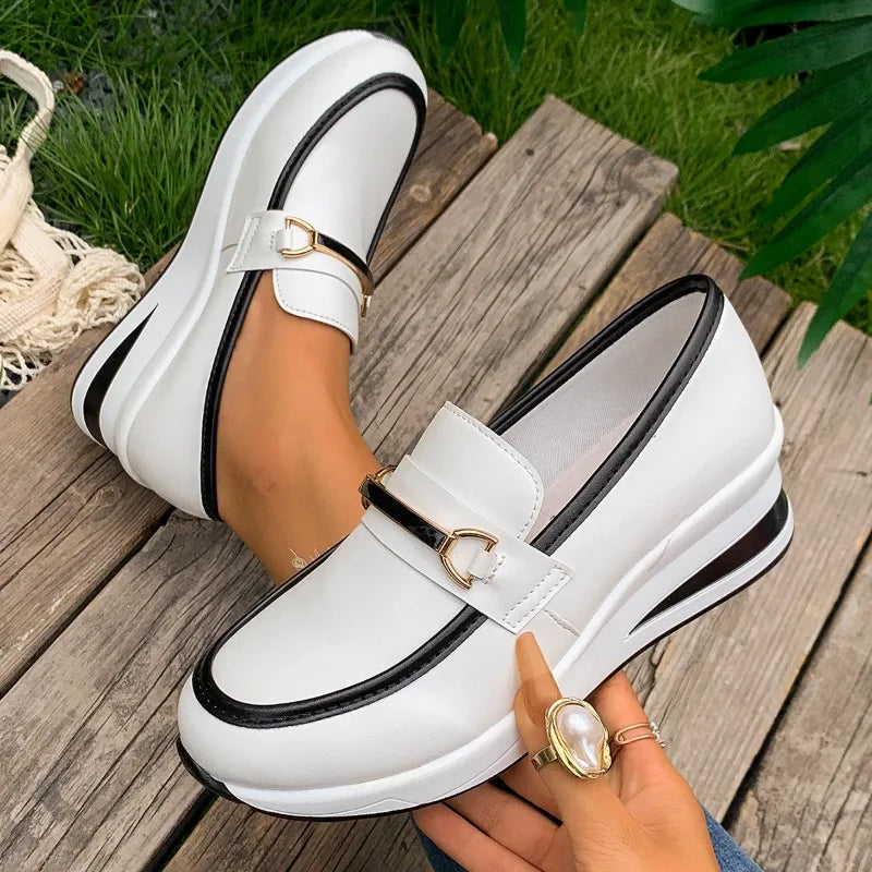 2026 New Solid Color Shallow Mouth Women's Sneakers Soft Soled Comfort Loafers Thick Soled Casual Women Shoes