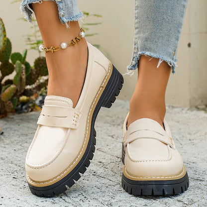 Spring Autumn Women Suede Platform Loafers Shoes Slip on Round Toe Non-Slip