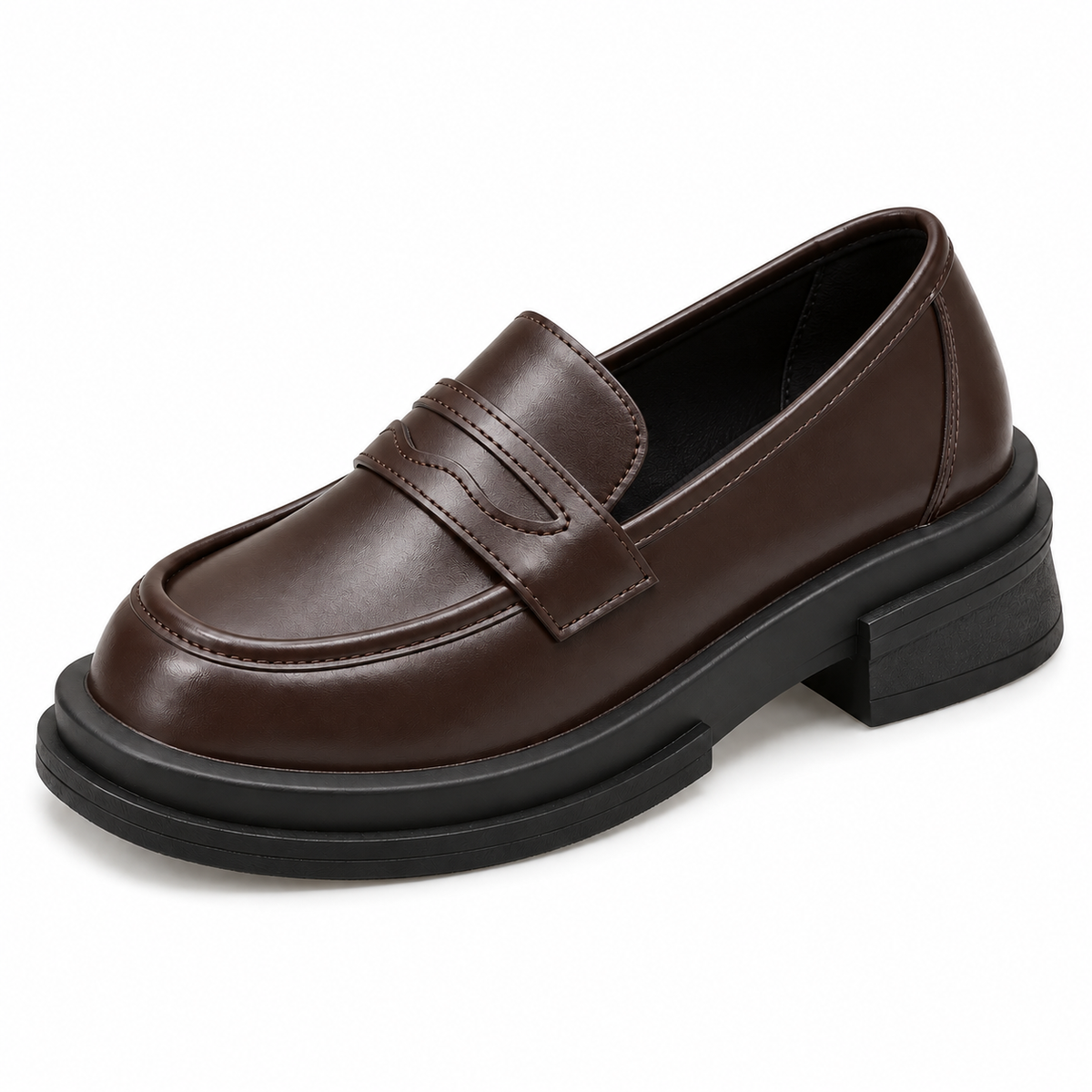 Chunky Leather Platform Loafers