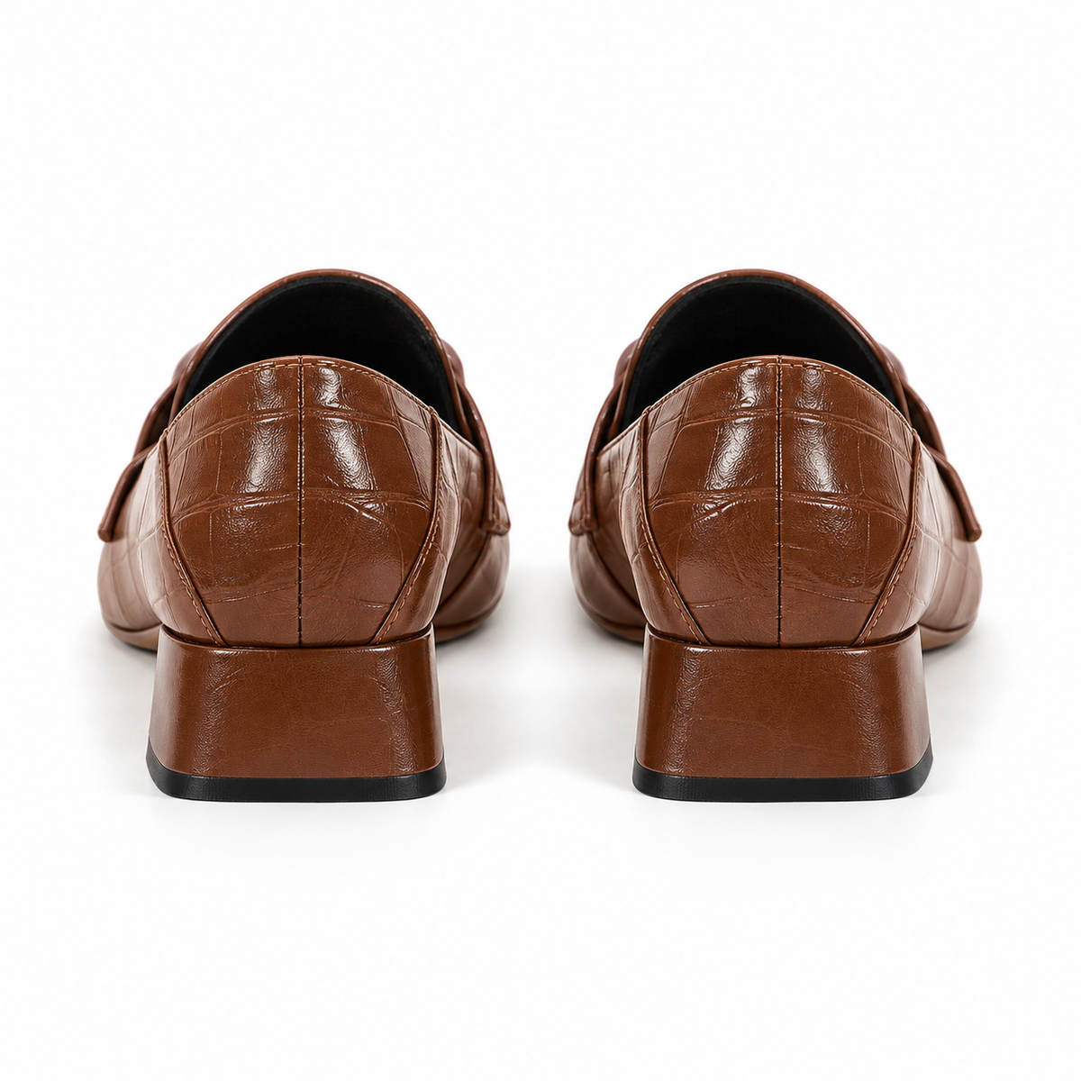 Square-Buckle Leather Loafers