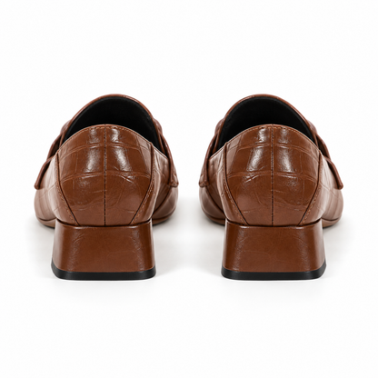 Square-Buckle Leather Loafers