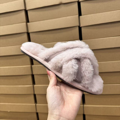 Cozy Wool Criss-Cross Slippers