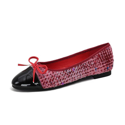 Tweed Bow Flat Shoes