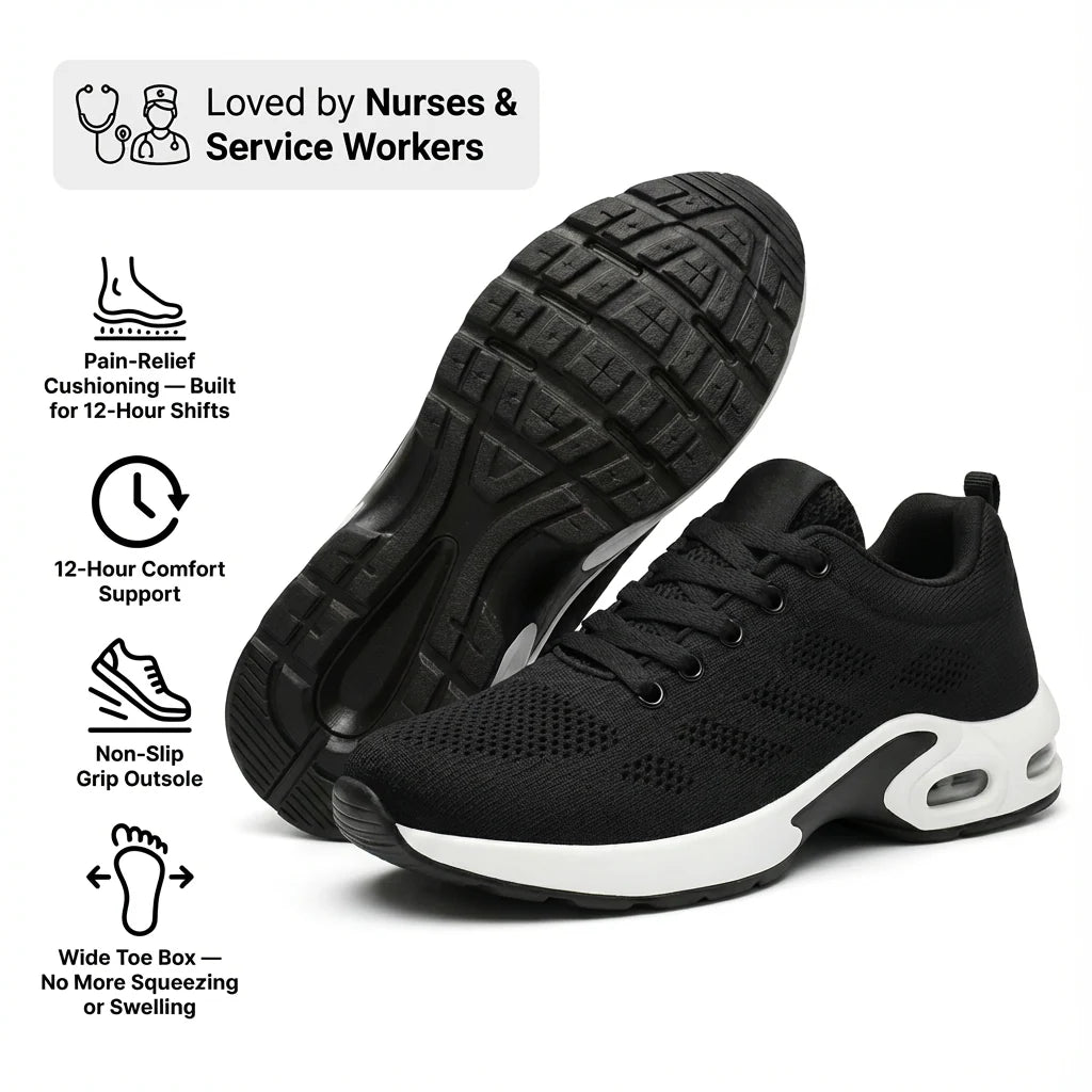 Talqimo™ Pro — 12-Hour Shift Shoes for All-Day Foot, Knee & Back Pain Relief