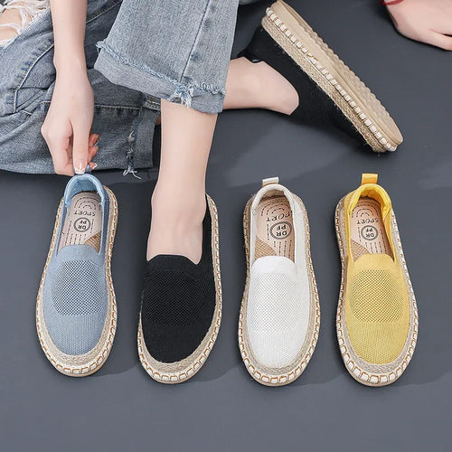 Women's Breathable Sneakers Flat Casual Shoes Slip on Ladies Loafers Vulcanized Shoes Walking Sneaker Footware