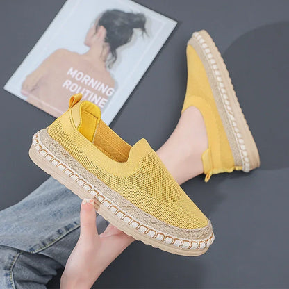 Women's Breathable Sneakers Flat Casual Shoes Slip on Ladies Loafers Vulcanized Shoes Walking Sneaker Footware