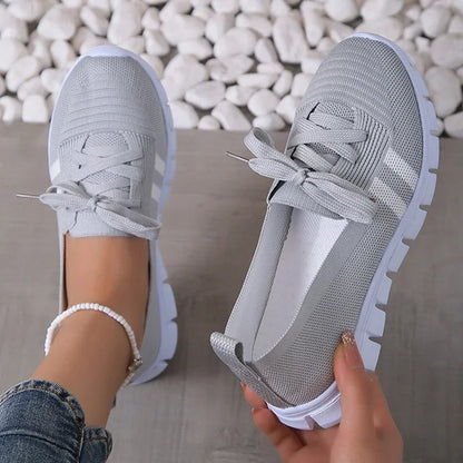 Fashion Striped Knitted Flats Women 2027 Summer Soft Sole Non Slip Walking Shoes