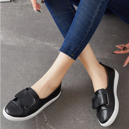 EOFK Summer Women Loafers Flats Lady Slip on White Genuine Leather Moccasins Casual Female Shoes Zapatos De Mujer