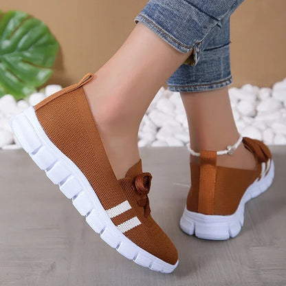 Fashion Striped Knitted Flats Women 2027 Summer Soft Sole Non Slip Walking Shoes