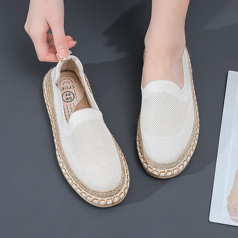 Women's Breathable Sneakers Flat Casual Shoes Slip on Ladies Loafers Vulcanized Shoes Walking Sneaker Footware