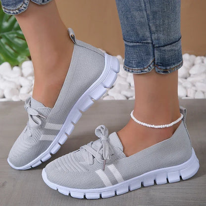 Fashion Striped Knitted Flats Women 2027 Summer Soft Sole Non Slip Walking Shoes