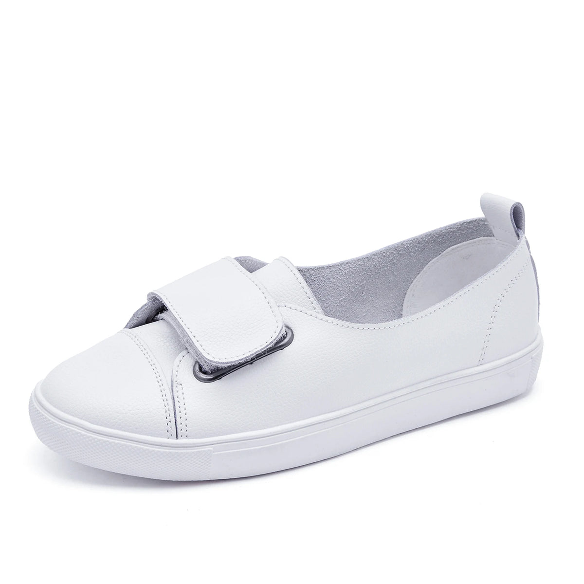 EOFK Summer Women Loafers Flats Lady Slip on White Genuine Leather Moccasins Casual Female Shoes Zapatos De Mujer