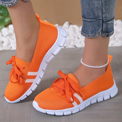 Fashion Striped Knitted Flats Women 2027 Summer Soft Sole Non Slip Walking Shoes