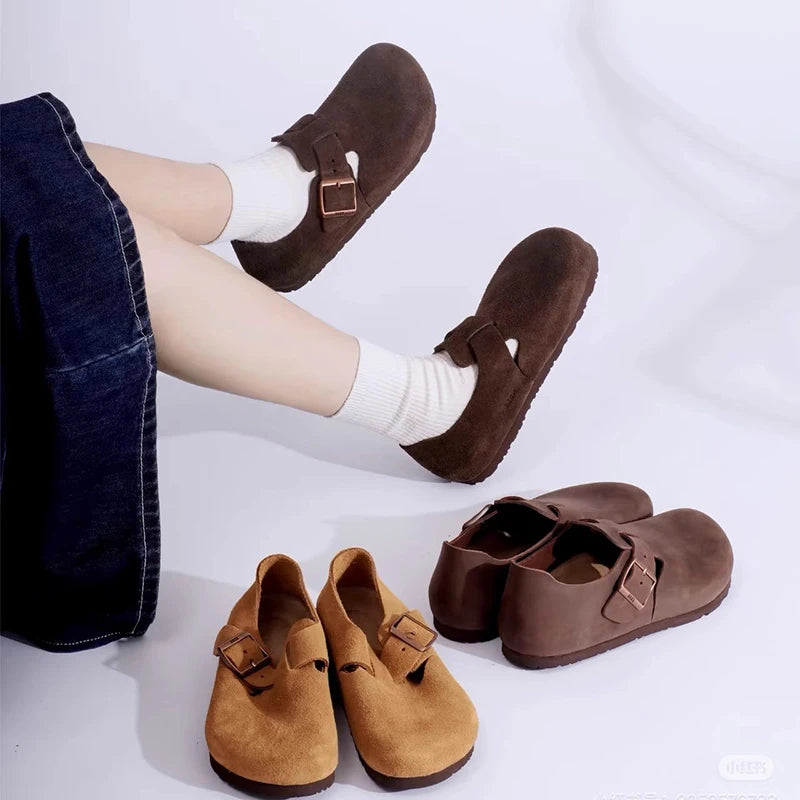🔥 50% OFF – Women’s Genuine Leather Cork Arch Support Clogs