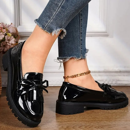 Casual Loafers for Women Platform PU Leather Shoes Woman Spring Comfort Tassel Slip on Flats Lady Single-shoe Office Plus Size