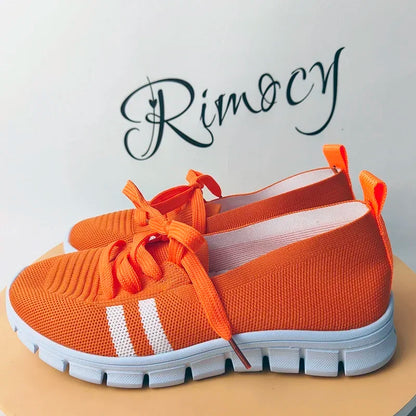 Fashion Striped Knitted Flats Women 2027 Summer Soft Sole Non Slip Walking Shoes