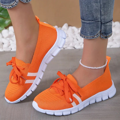 Fashion Striped Knitted Flats Women 2027 Summer Soft Sole Non Slip Walking Shoes
