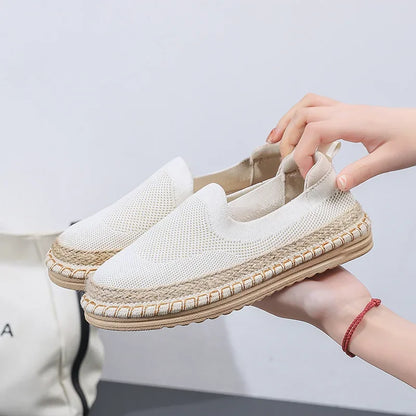 Women's Breathable Sneakers Flat Casual Shoes Slip on Ladies Loafers Vulcanized Shoes Walking Sneaker Footware