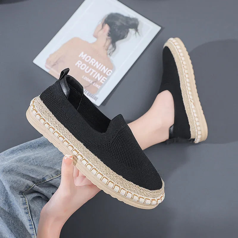 Women's Breathable Sneakers Flat Casual Shoes Slip on Ladies Loafers Vulcanized Shoes Walking Sneaker Footware