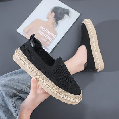 Women's Breathable Sneakers Flat Casual Shoes Slip on Ladies Loafers Vulcanized Shoes Walking Sneaker Footware