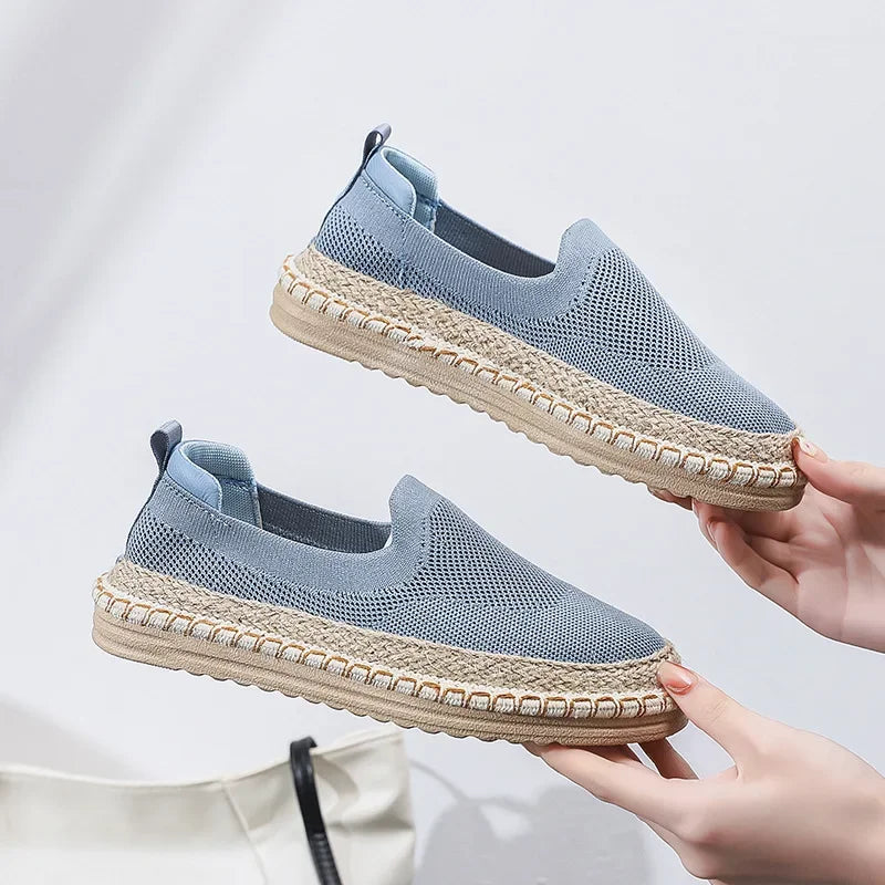 Women's Breathable Sneakers Flat Casual Shoes Slip on Ladies Loafers Vulcanized Shoes Walking Sneaker Footware
