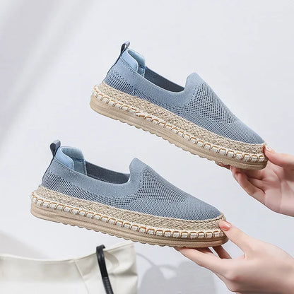 Women's Breathable Sneakers Flat Casual Shoes Slip on Ladies Loafers Vulcanized Shoes Walking Sneaker Footware