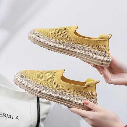 Women's Breathable Sneakers Flat Casual Shoes Slip on Ladies Loafers Vulcanized Shoes Walking Sneaker Footware