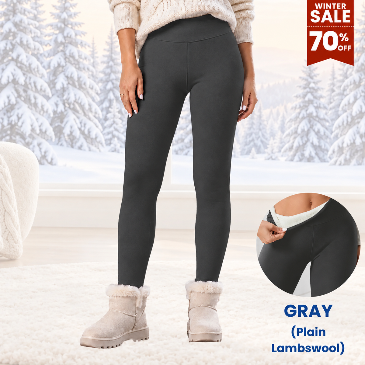 Thermal High-Waisted Lambswool Fleece Lining Cozy Comfort Leggings