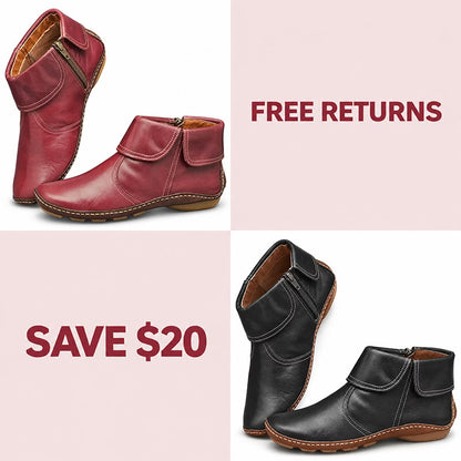 💝Last Day 50% OFF⭐Women's Chic Orthopedic Leather Ankle Boots | Arch Support, Side Zip & Lightweight Comfort