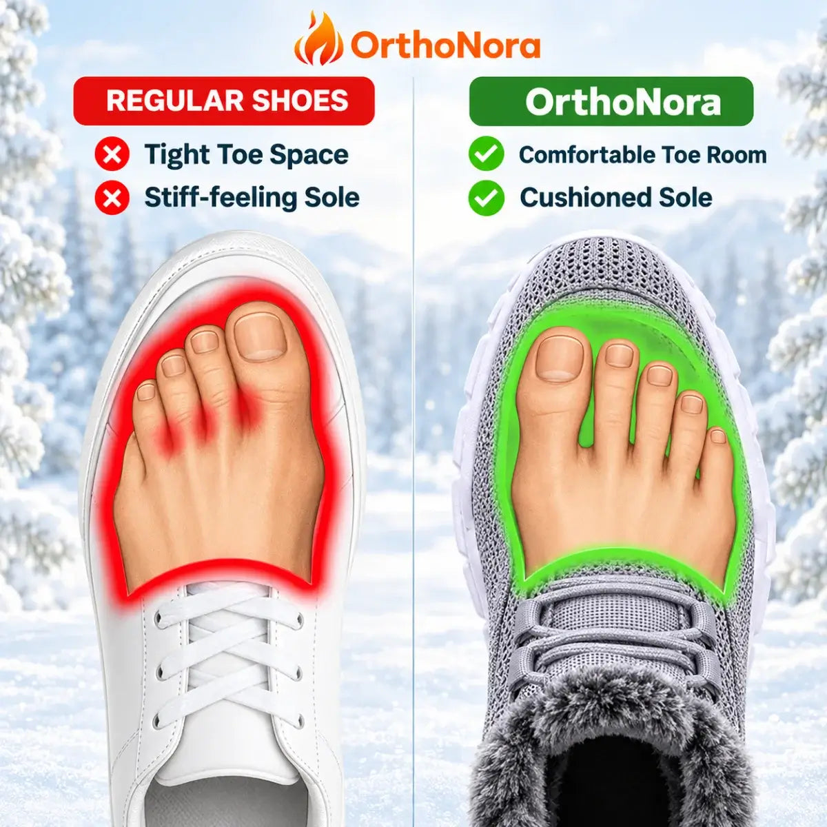 OrthoNora - Cozy Hands-Free Slip-On Orthopedic Fleece-Lined Winter Shoes