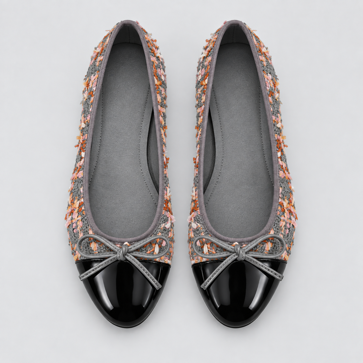Tweed Bow Flat Shoes