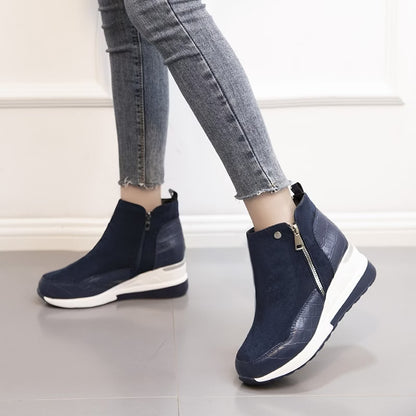 Women's Wedge Suede Zipper Ankle Boots