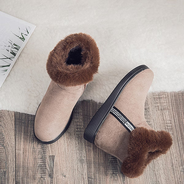 LAST DAY 50% OFF-Women's Comfy Suede Fur Collar Winter Warm Non-Slip Waterproof Snow Boots