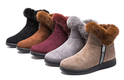 LAST DAY 50% OFF-Women's Comfy Suede Fur Collar Winter Warm Non-Slip Waterproof Snow Boots